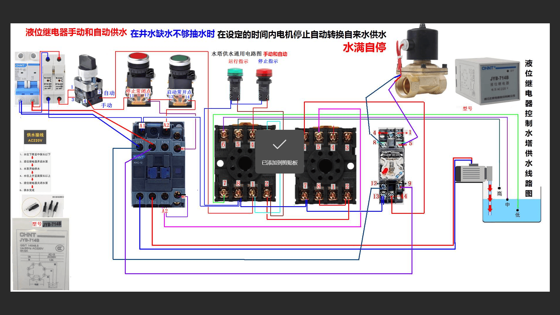 水塔供水通用电路图手动和自动